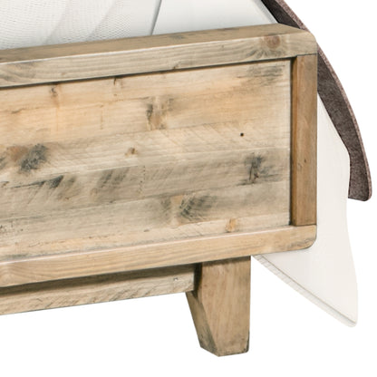 King Size Wooden Bed Frame in Solid Wood Antique Design Light Brown-Furniture &gt; Bedroom-PEROZ Accessories