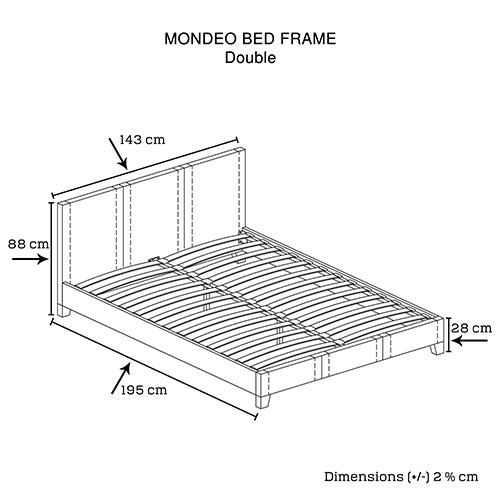 Double Size Leatheratte Bed Frame in Brown Colour with Metal Joint Slat Base-Furniture &gt; Bedroom-PEROZ Accessories