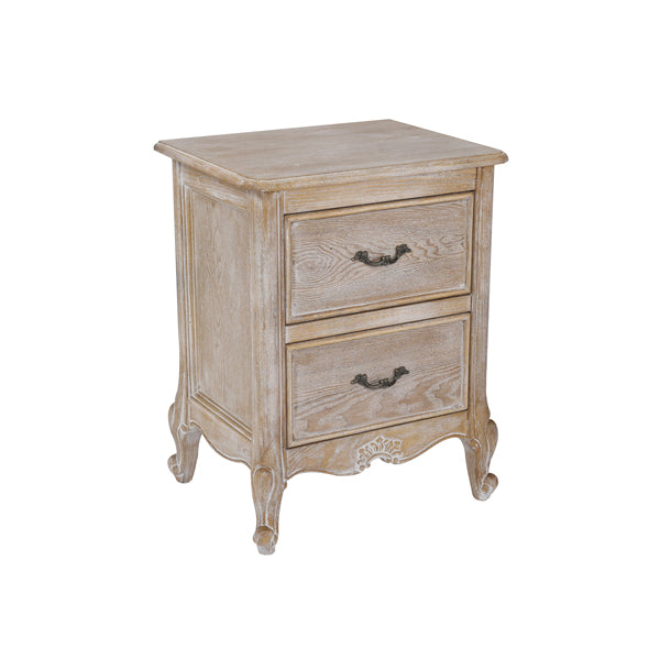 Bedside Table Oak Wood Plywood Veneer White Washed Finish Storage Drawers-Furniture > Bedroom-PEROZ Accessories