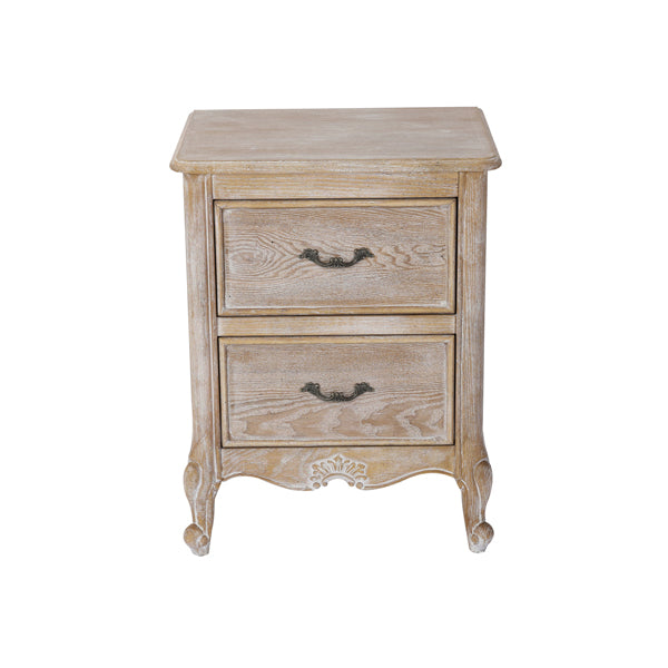 Bedside Table Oak Wood Plywood Veneer White Washed Finish Storage Drawers-Furniture > Bedroom-PEROZ Accessories