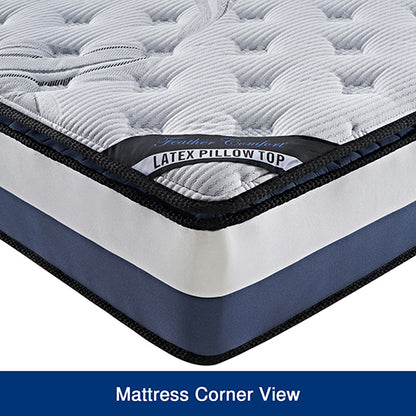 Queen Mattress Latex Pillow Top Pocket Spring Foam Medium Firm Bed-Furniture &gt; Mattresses-PEROZ Accessories