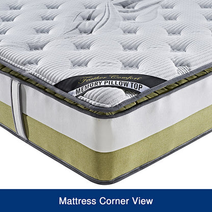Queen Mattress Memory Pillow Top Pocket Spring Foam Medium Firm Bed-Furniture &gt; Mattresses-PEROZ Accessories