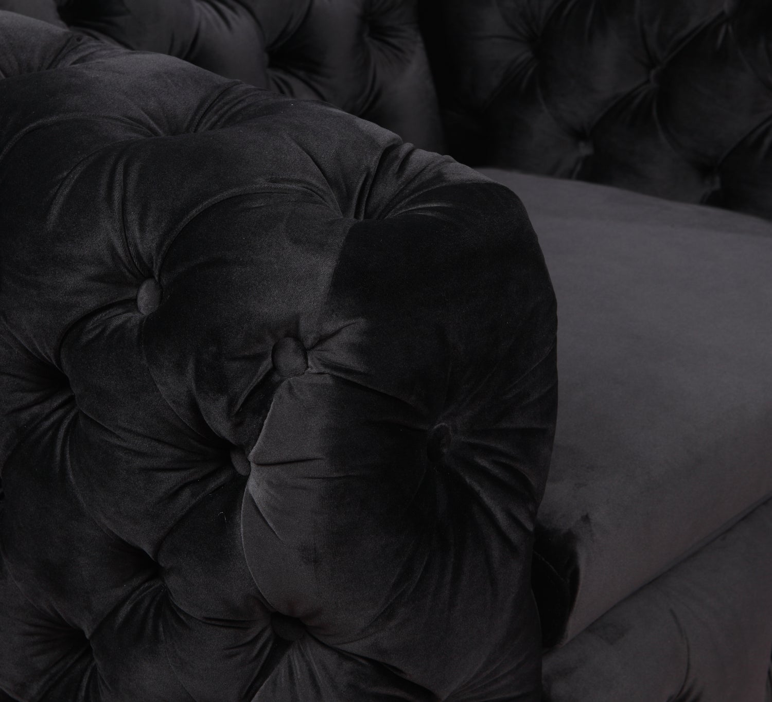 Single Seater Black Sofa Classic Armchair Button Tufted in Velvet Fabric with Metal Legs-Furniture &gt; Sofas-PEROZ Accessories
