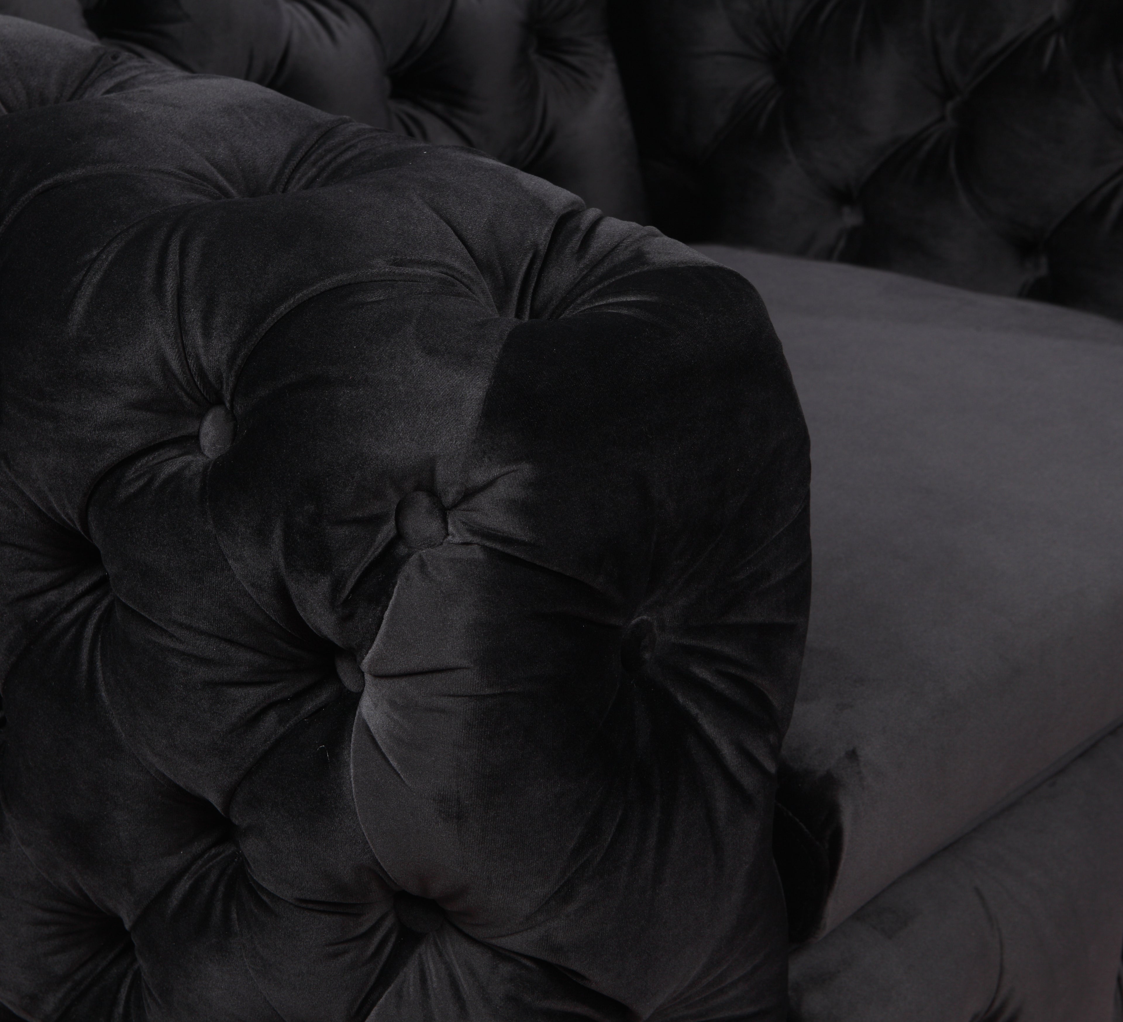 Single Seater Black Sofa Classic Armchair Button Tufted in Velvet Fabric with Metal Legs-Furniture &gt; Sofas-PEROZ Accessories