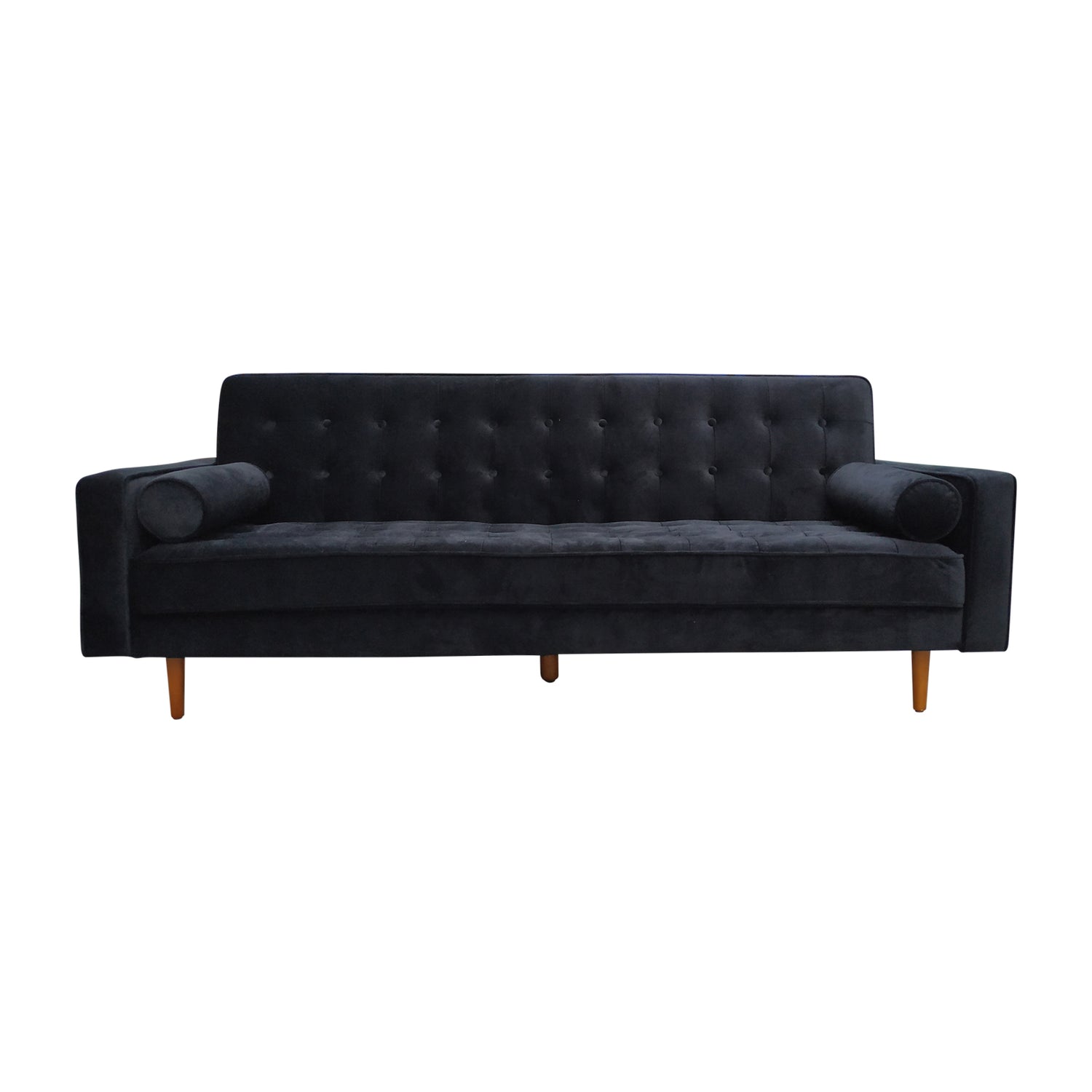 Sofa Bed 3 Seater Button Tufted Lounge Set for Living Room Couch in Velvet Black Colour-Furniture &gt; Sofas-PEROZ Accessories