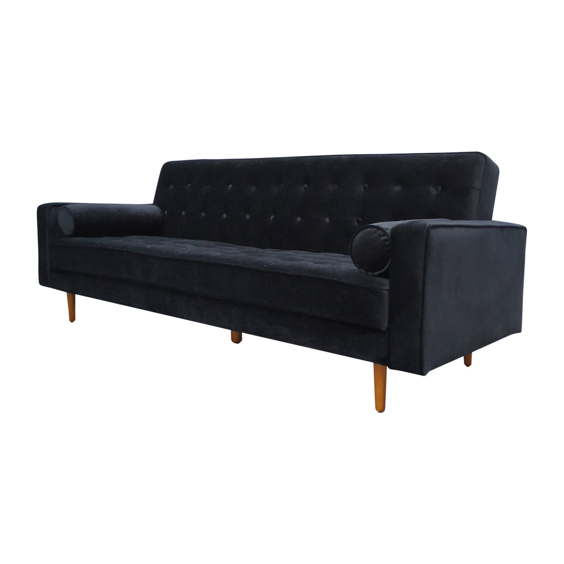 Sofa Bed 3 Seater Button Tufted Lounge Set for Living Room Couch in Velvet Black Colour-Furniture &gt; Sofas-PEROZ Accessories