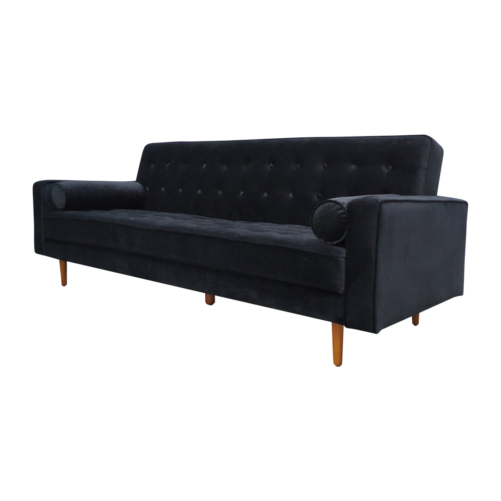 Sofa Bed 3 Seater Button Tufted Lounge Set for Living Room Couch in Velvet Black Colour-Furniture &gt; Sofas-PEROZ Accessories