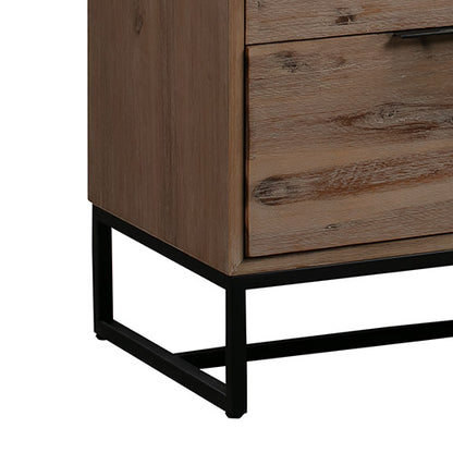 Tallboy with 4 Storage Drawers Assembled Solid Acacia Wooden Construction in Tea Colour-Furniture &gt; Living Room-PEROZ Accessories