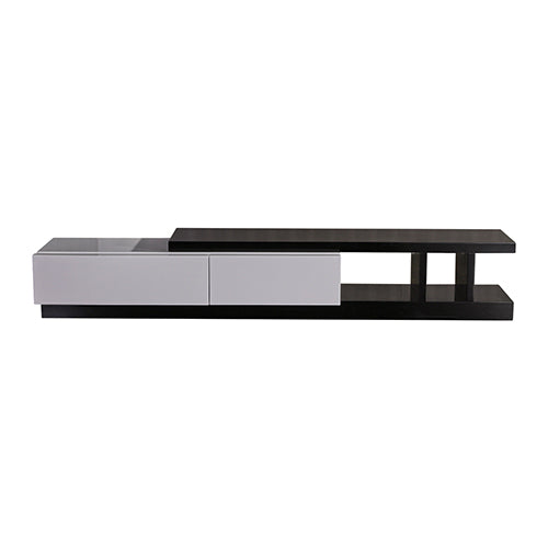 TV Cabinet with 2 Storage Drawers With High Glossy Assembled Entertainment Unit in Black &amp; White colour-Entertainment Unit-PEROZ Accessories