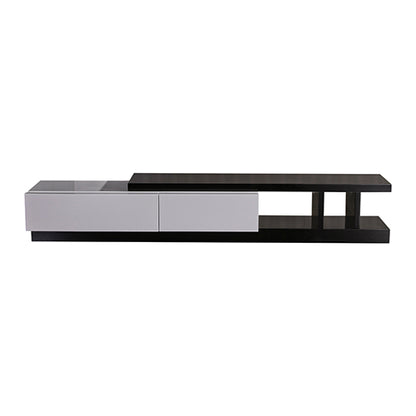 TV Cabinet with 2 Storage Drawers With High Glossy Assembled Entertainment Unit in Black &amp; White colour-Entertainment Unit-PEROZ Accessories
