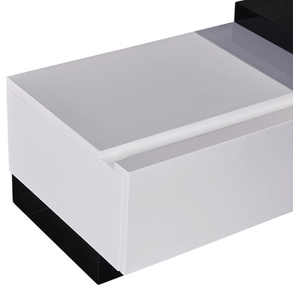 TV Cabinet with 2 Storage Drawers With High Glossy Assembled Entertainment Unit in Black &amp; White colour-Entertainment Unit-PEROZ Accessories