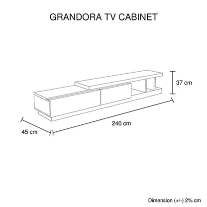 TV Cabinet with 2 Storage Drawers With High Glossy Assembled Entertainment Unit in Black &amp; White colour-Entertainment Unit-PEROZ Accessories