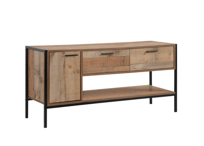 TV Cabinet with 2 Storage Drawers Cabinet Natural Wood Like Particle board Entertainment Unit in Oak colour-Entertainment Unit-PEROZ Accessories