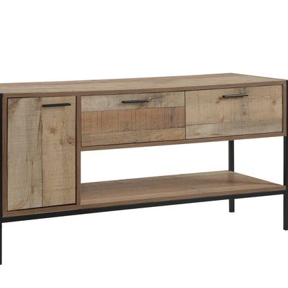 TV Cabinet with 2 Storage Drawers Cabinet Natural Wood Like Particle board Entertainment Unit in Oak colour-Entertainment Unit-PEROZ Accessories