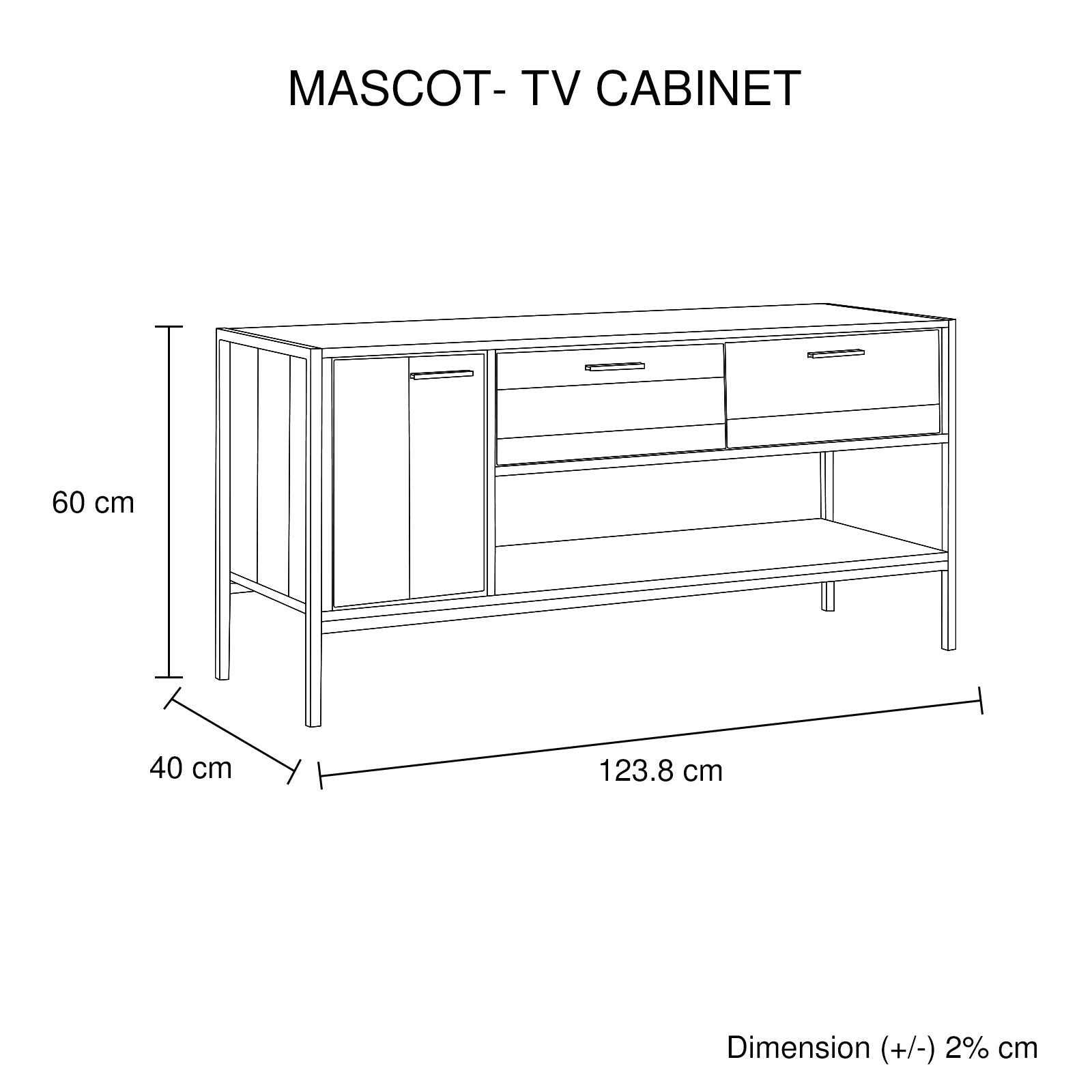 TV Cabinet with 2 Storage Drawers Cabinet Natural Wood Like Particle board Entertainment Unit in Oak colour-Entertainment Unit-PEROZ Accessories