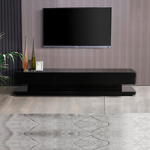 TV Cabinet with 3 Storage Drawers With High Glossy Assembled Entertainment Unit in Black colour-Entertainment Unit-PEROZ Accessories