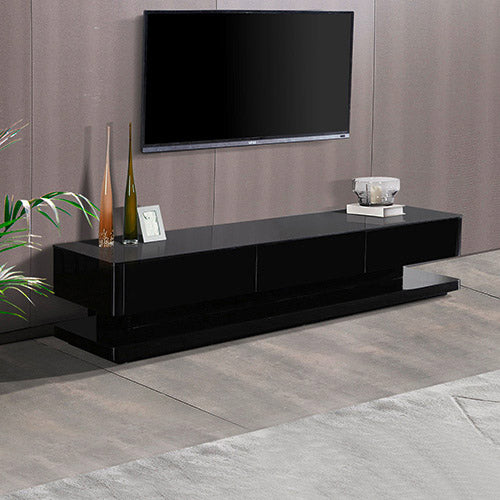 TV Cabinet with 3 Storage Drawers With High Glossy Assembled Entertainment Unit in Black colour-Entertainment Unit-PEROZ Accessories