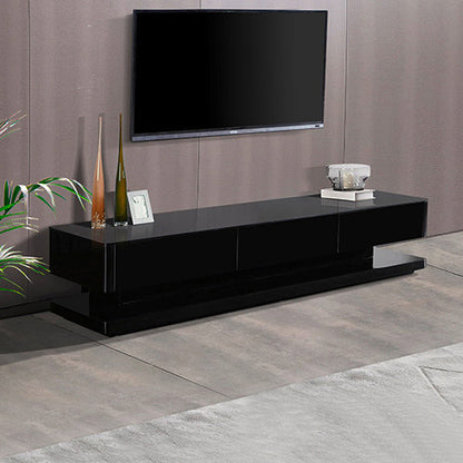 TV Cabinet with 3 Storage Drawers With High Glossy Assembled Entertainment Unit in Black colour-Entertainment Unit-PEROZ Accessories