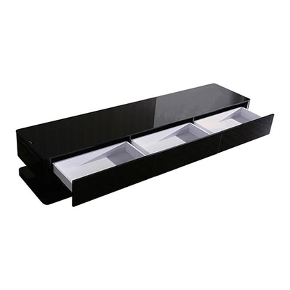 TV Cabinet with 3 Storage Drawers With High Glossy Assembled Entertainment Unit in Black colour-Entertainment Unit-PEROZ Accessories