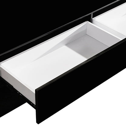 TV Cabinet with 3 Storage Drawers With High Glossy Assembled Entertainment Unit in Black colour-Entertainment Unit-PEROZ Accessories