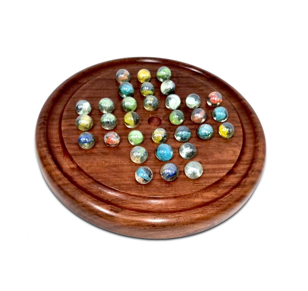 Wooden Solitaire Game - Marble balls-Gift &amp; Novelty &gt; Games-PEROZ Accessories