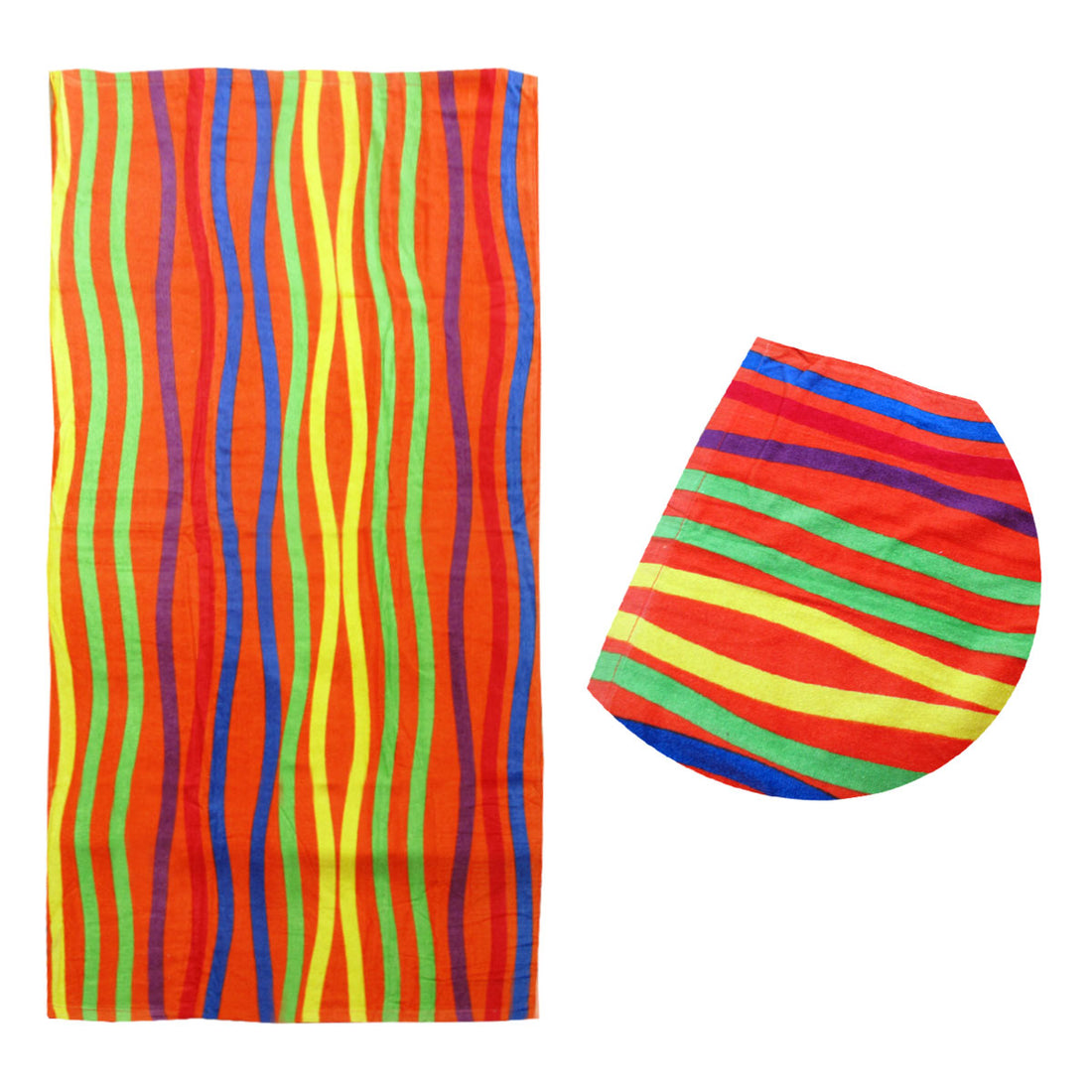 Bright Stripes Cotton Velour Printed Beach Towel-Home &amp; Garden &gt; Bathroom Accessories-PEROZ Accessories