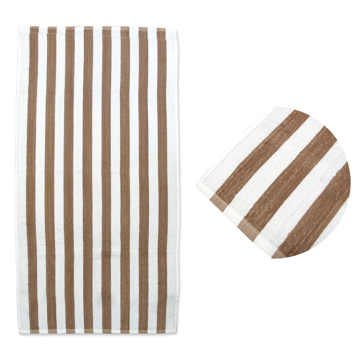 Coffee Stripes Cotton Terry Beach Towel-Home &amp; Garden &gt; Bathroom Accessories-PEROZ Accessories