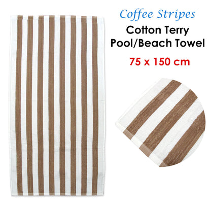 Coffee Stripes Cotton Terry Beach Towel-Home &amp; Garden &gt; Bathroom Accessories-PEROZ Accessories
