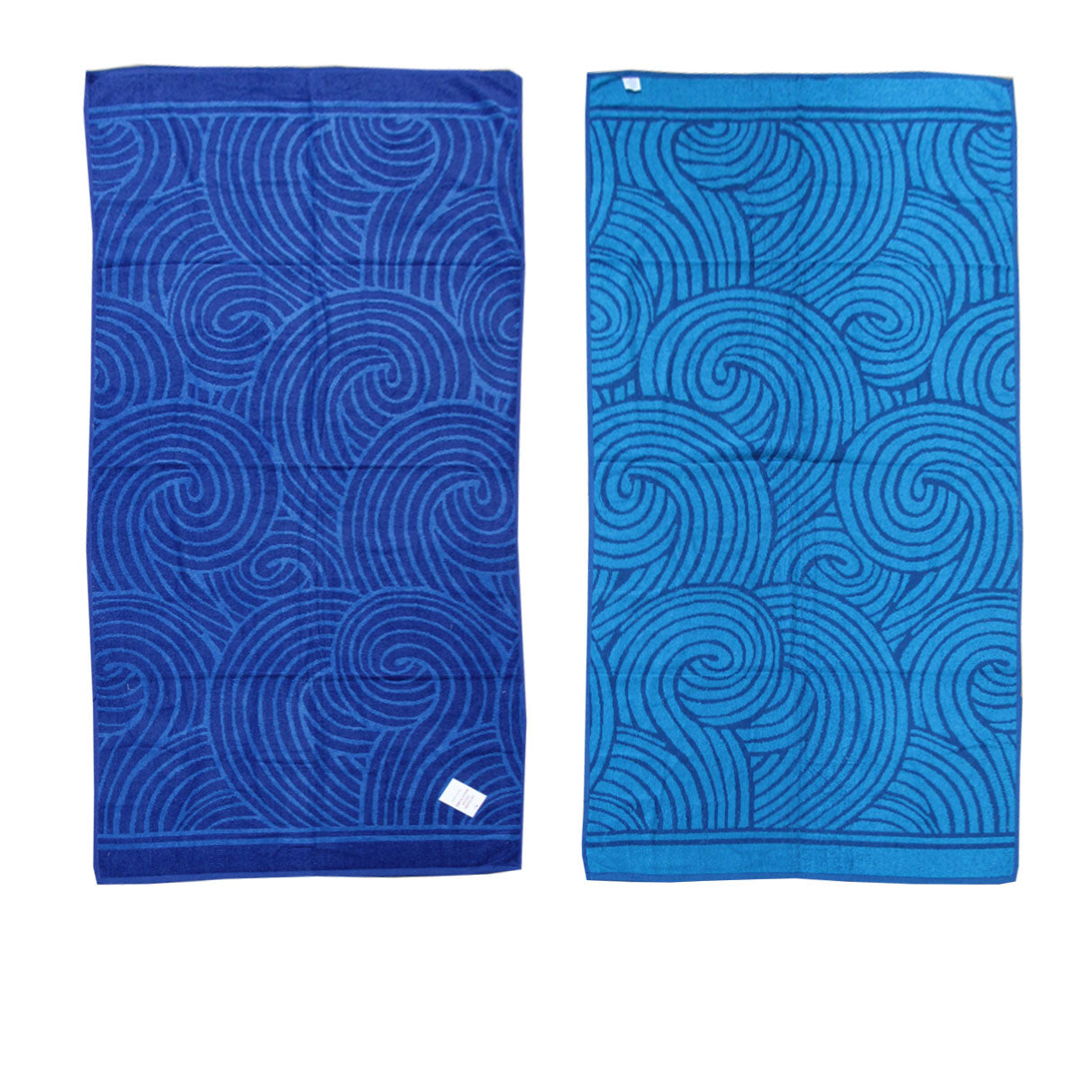 Jacquard Velour Reversible Beach Towel Blue Swirls-Home &amp; Garden &gt; Bathroom Accessories-PEROZ Accessories