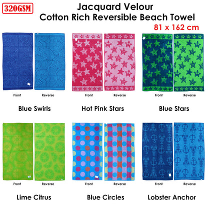 Jacquard Velour Reversible Beach Towel Blue Swirls-Home &amp; Garden &gt; Bathroom Accessories-PEROZ Accessories