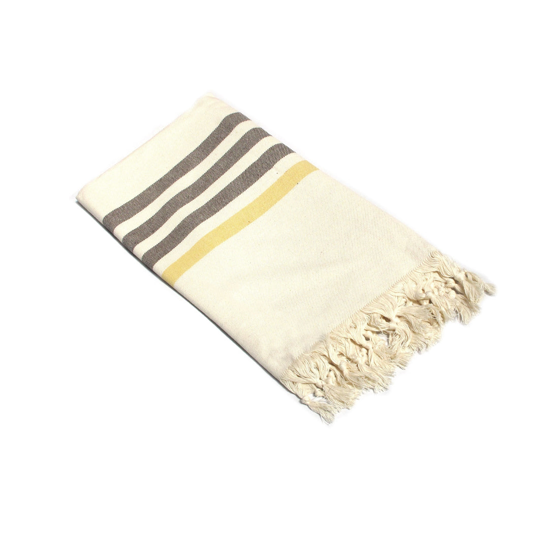 Fringe Turkish Towel Wide Stripes Chocolate Yellow-Home &amp; Garden &gt; Bathroom Accessories-PEROZ Accessories