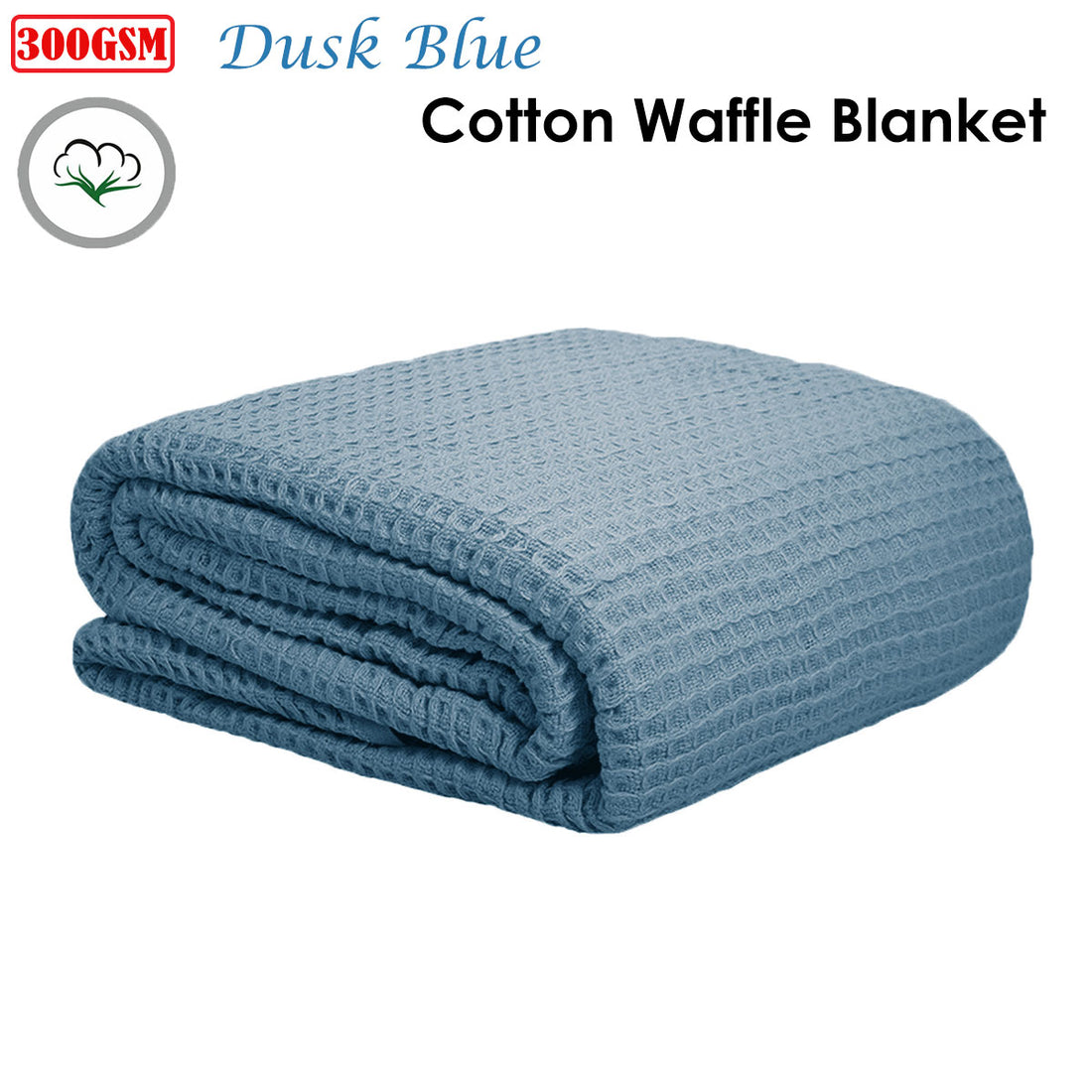 Cotton Waffle Blanket Dusk Blue Single-Home &amp; Garden &gt; Bedding-PEROZ Accessories
