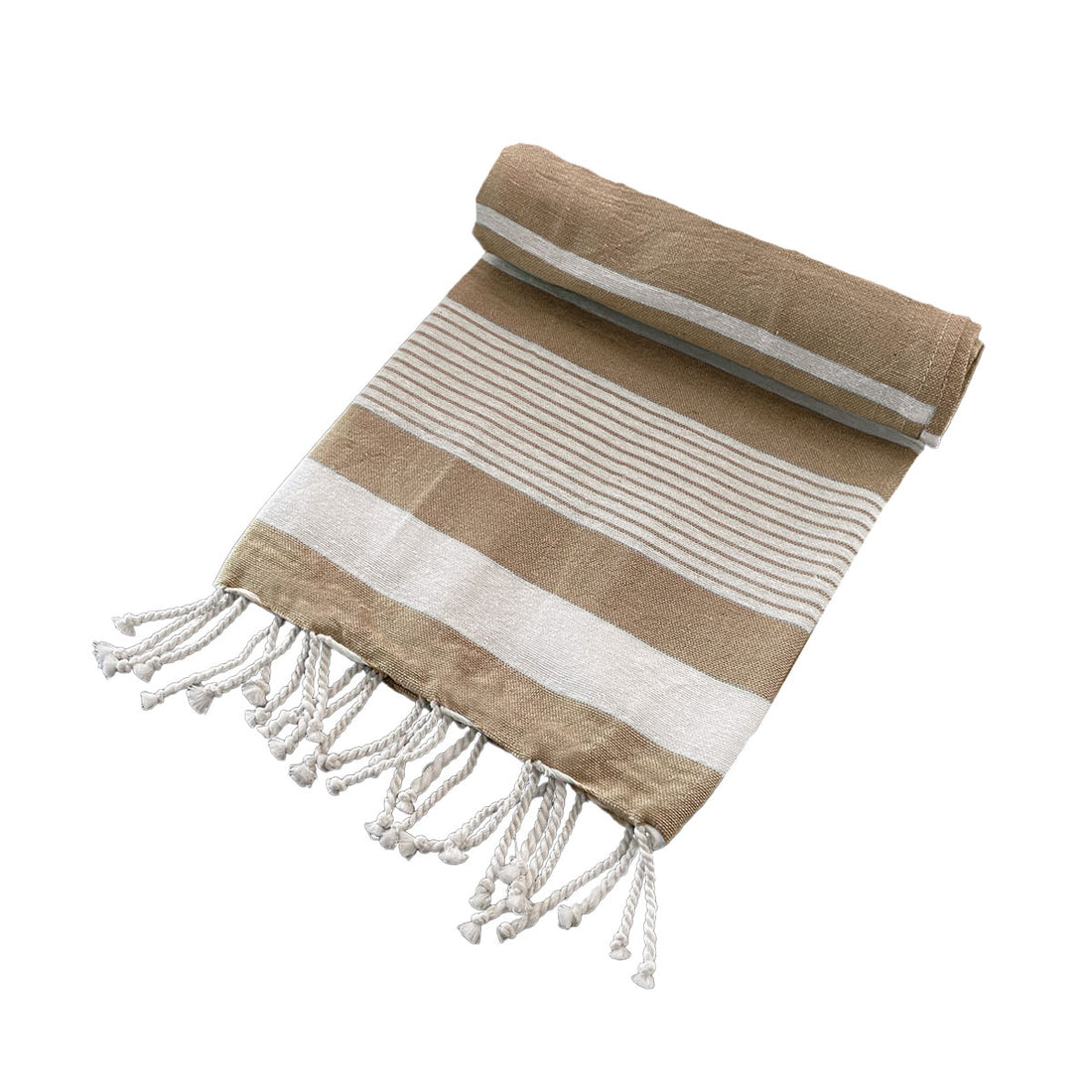 Cotton Rich Large Turkish Beach Towel with Tassels 80cm x 155cm Brown-Home &amp; Garden &gt; Bathroom Accessories-PEROZ Accessories