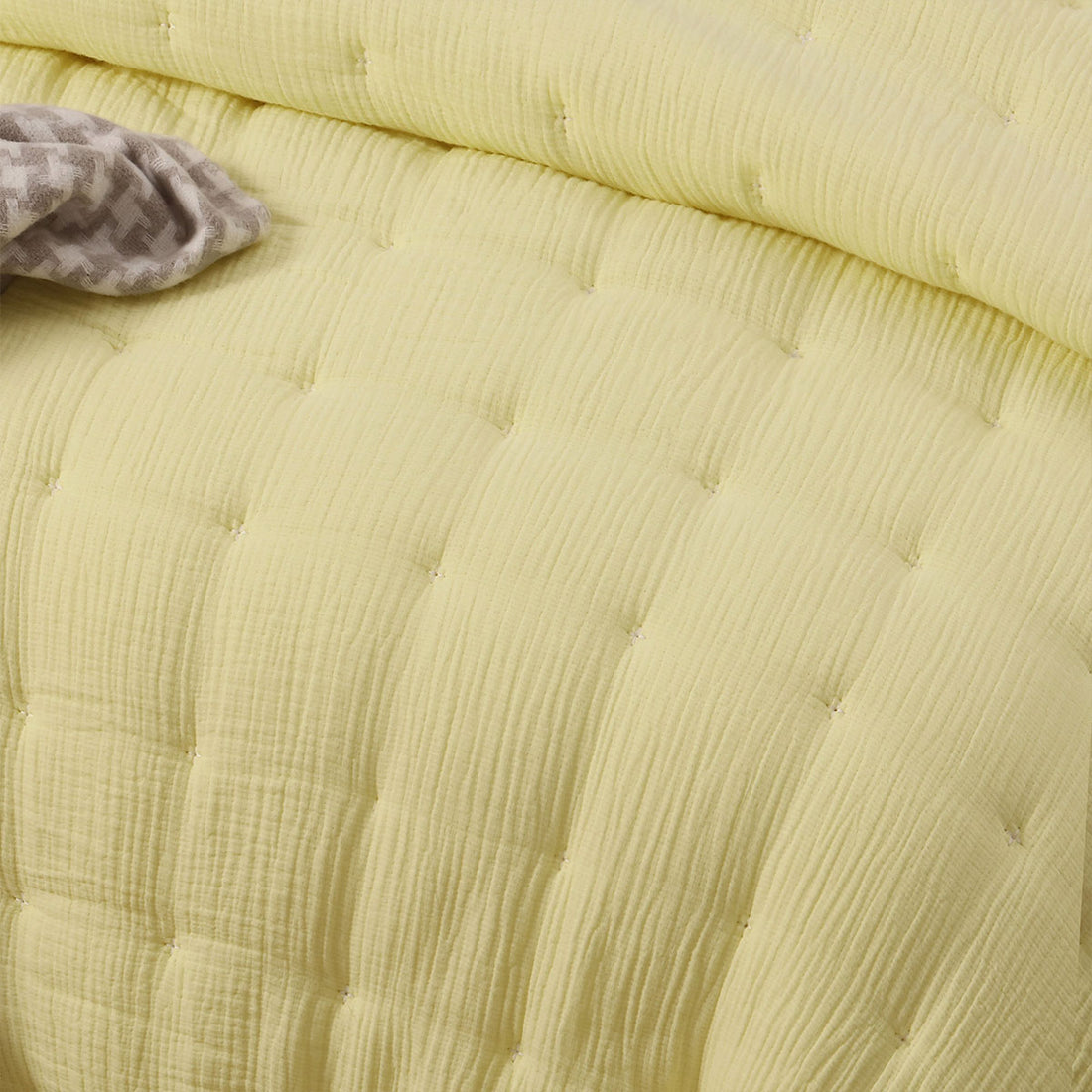 Vintage Design Homewares 3 Piece Hugo Cotton Gauze Quilted Comforter Set Butter King-Home &amp; Garden &gt; Bedding-PEROZ Accessories