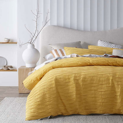 Vintage Design Homewares Malvern Ochre Cotton Quilt Cover Set Double-Home &amp; Garden &gt; Bedding-PEROZ Accessories