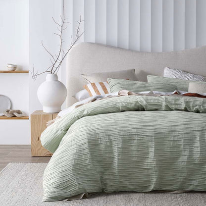 Vintage Design Homewares Malvern Sage Cotton Quilt Cover Set Queen-Home &amp; Garden &gt; Bedding-PEROZ Accessories