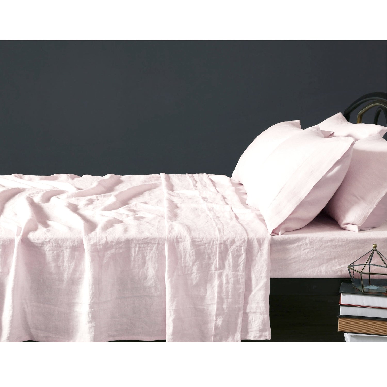 Vintage Design Homewares 100% Linen Blush Sheet Set SUPER KING-Home &amp; Garden &gt; Bedding-PEROZ Accessories