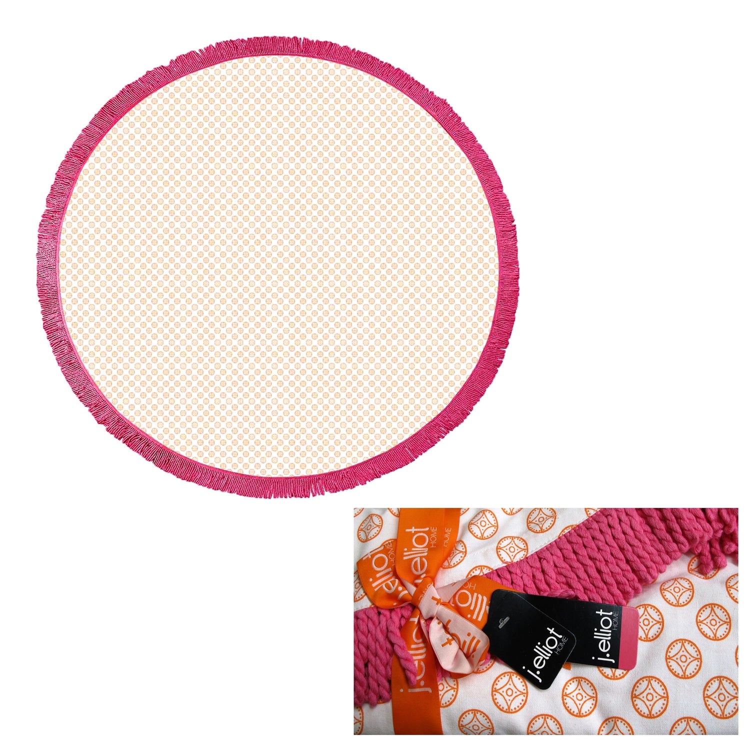 J.Elliot Home Koel Round Cotton Turkish Towel Orange/ Pink-Home &amp; Garden &gt; Bathroom Accessories-PEROZ Accessories