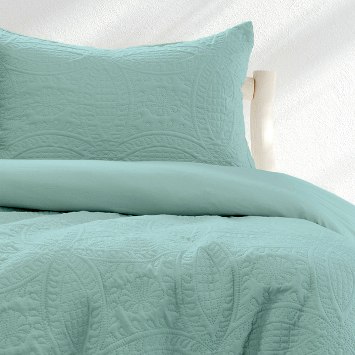 Ardor Eddison Bluestone Light Quilted Embossed Quilt Cover Set King-Home &amp; Garden &gt; Bedding-PEROZ Accessories