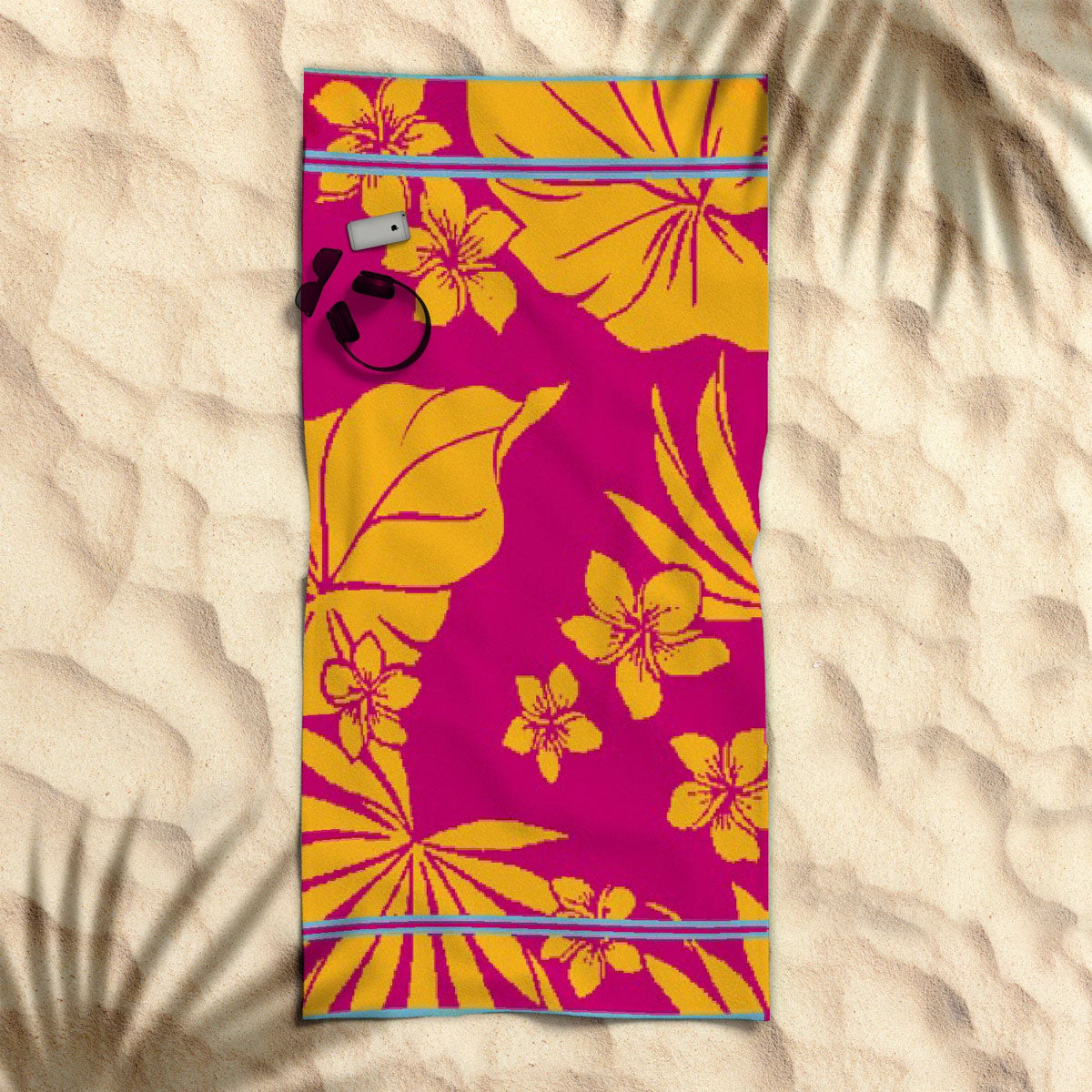 Rans Premium Cotton Jacquard Beach Towel Floral Hawaii 007 Pink-Home &amp; Garden &gt; Bathroom Accessories-PEROZ Accessories