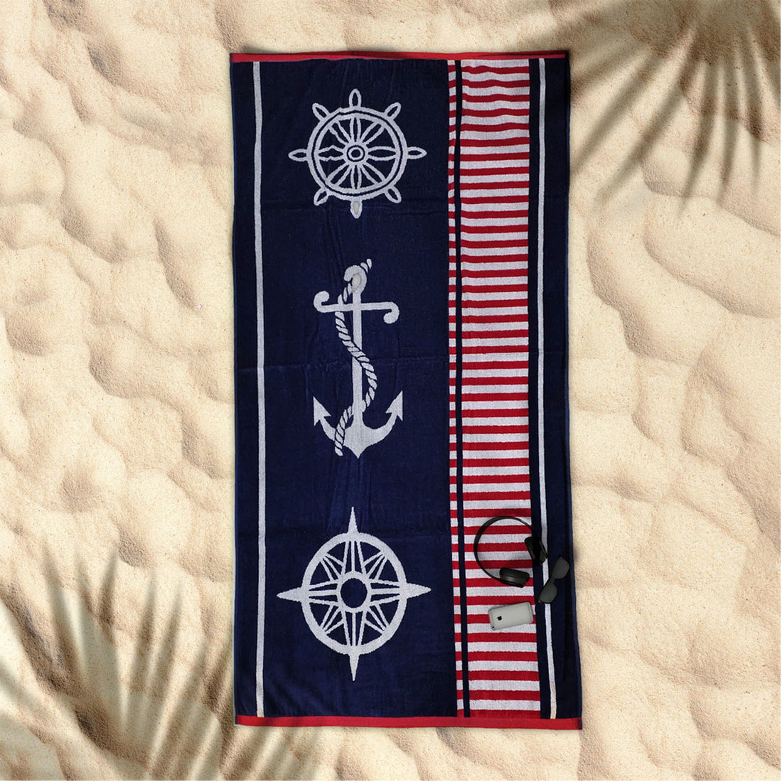 Rans Premium Cotton Jacquard Beach Towel Sailor Blue-Home &amp; Garden &gt; Bathroom Accessories-PEROZ Accessories