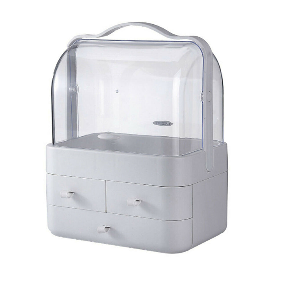 Cosmetics Storage Boxes Portable Dust-proof Makeup Jewelry Case Desktop Drawer(White-White)-Health &amp; Beauty &gt; Cosmetic Storage-PEROZ Accessories