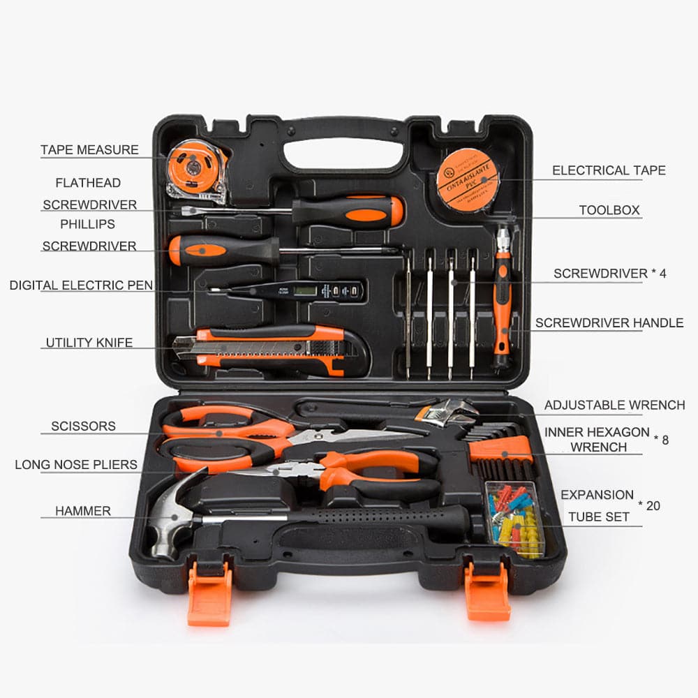 45 Pcs Household Hand Tools Set Hand Tool Kit for Home Office Car Repair Tools-Home &amp; Garden &gt; Garden Tools-PEROZ Accessories