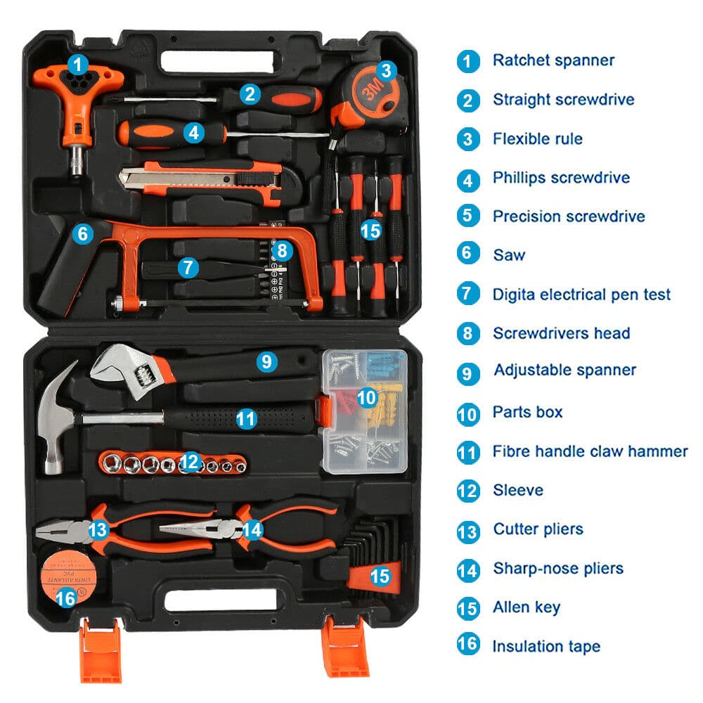 82 Pcs Household Hand Tools Set Hand Tool Kit for Home Office Car Repair Tools-Home &amp; Garden &gt; Garden Tools-PEROZ Accessories