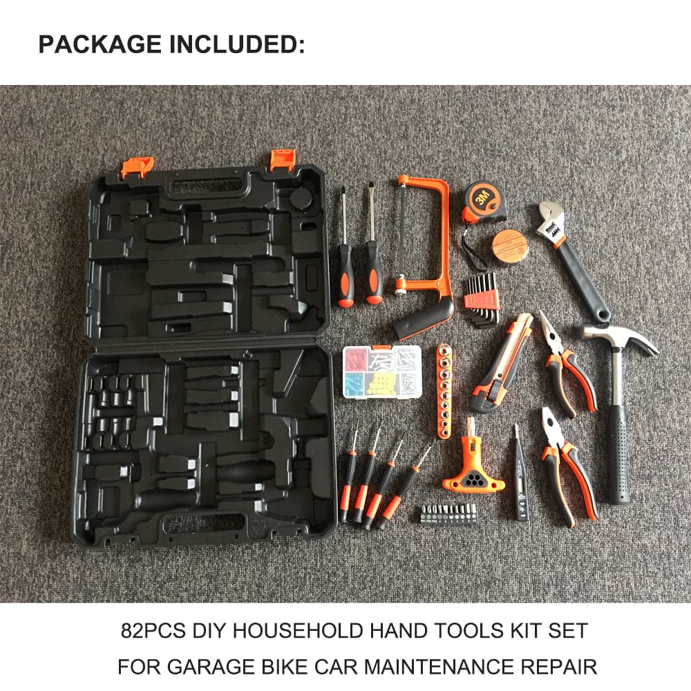 82 Pcs Household Hand Tools Set Hand Tool Kit for Home Office Car Repair Tools-Home &amp; Garden &gt; Garden Tools-PEROZ Accessories