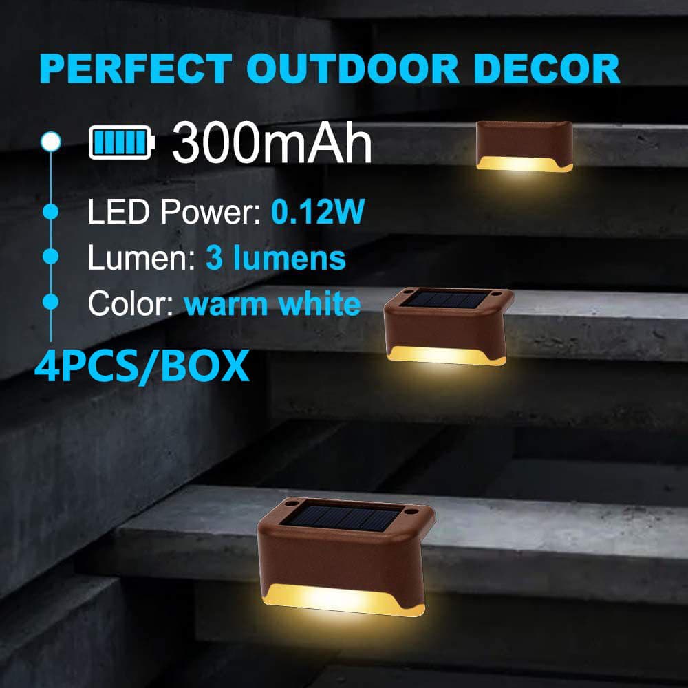 4 Pack SolarPower Deck Lights Outdoor Step Lights Waterproof LED lights-Home &amp; Garden &gt; Garden Lights-PEROZ Accessories