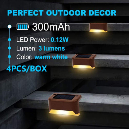 4 Pack SolarPower Deck Lights Outdoor Step Lights Waterproof LED lights-Home &amp; Garden &gt; Garden Lights-PEROZ Accessories