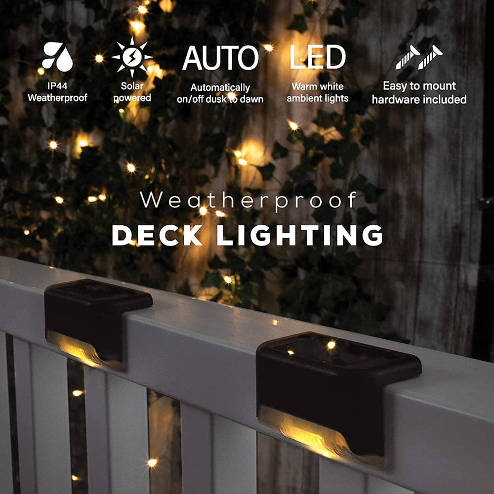 4 Pack SolarPower Deck Lights Outdoor Step Lights Waterproof LED lights-Home &amp; Garden &gt; Garden Lights-PEROZ Accessories