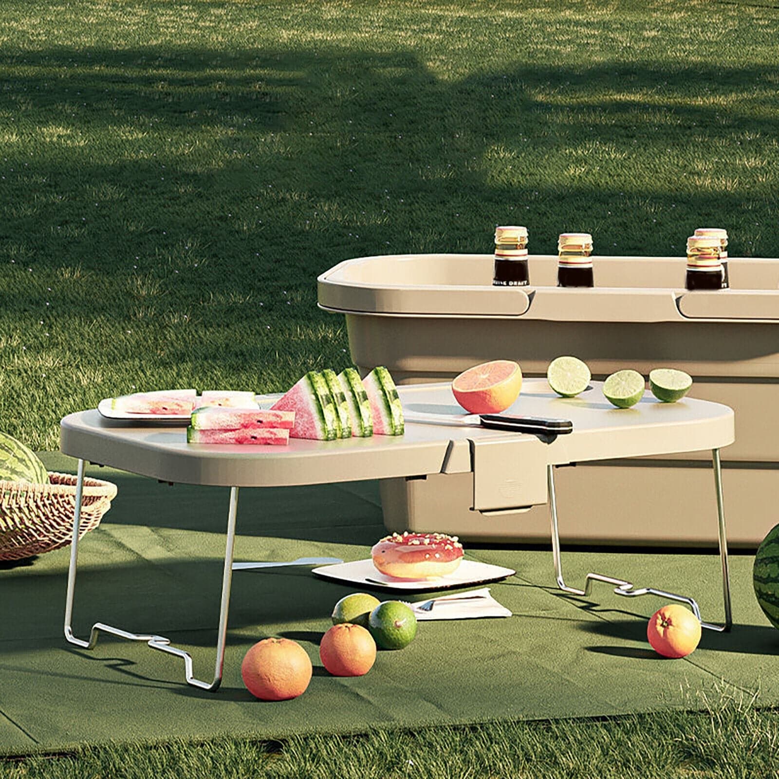 3 In 1 Folding Camping Storage Box Outdoor Food Fruit Container Picnic Table Basket-Outdoor &gt; Picnic-PEROZ Accessories