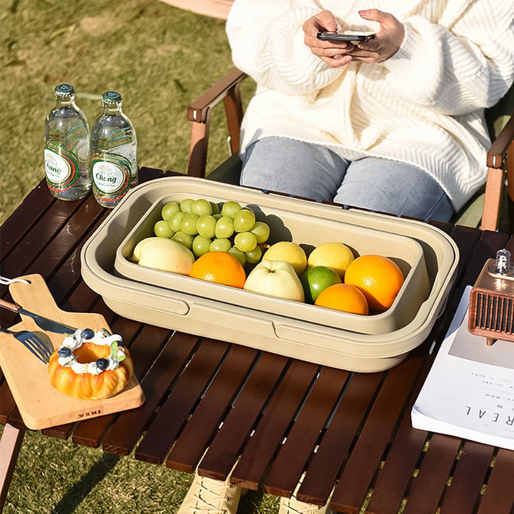 3 In 1 Folding Camping Storage Box Outdoor Food Fruit Container Picnic Table Basket-Outdoor &gt; Picnic-PEROZ Accessories